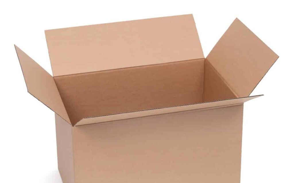 Boîte en carton ouverte.