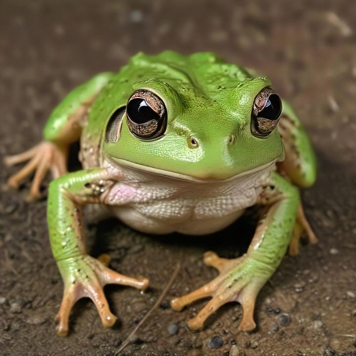 Une grenouille par terre.