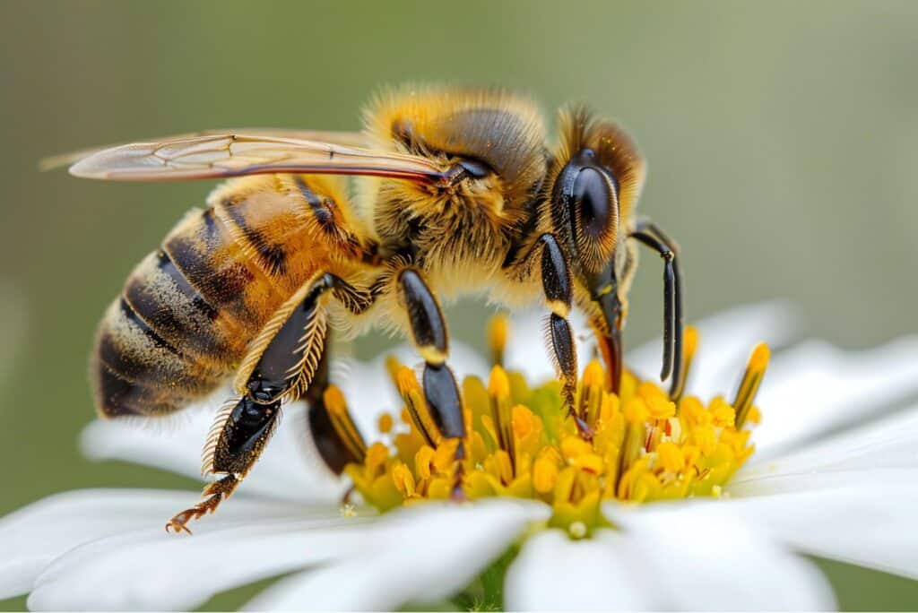 Une abeille sur une fleur.