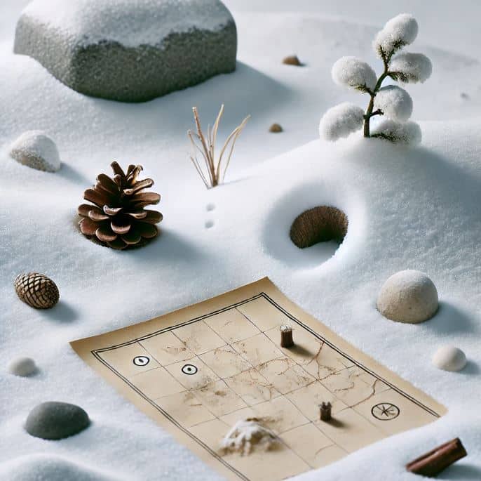 Chasse au trésor dans la neige