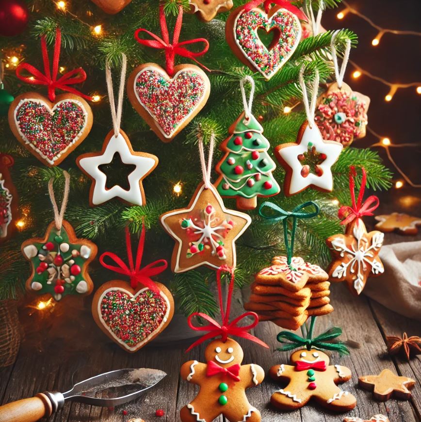 Biscuits de Noël en décoration boules de sapin