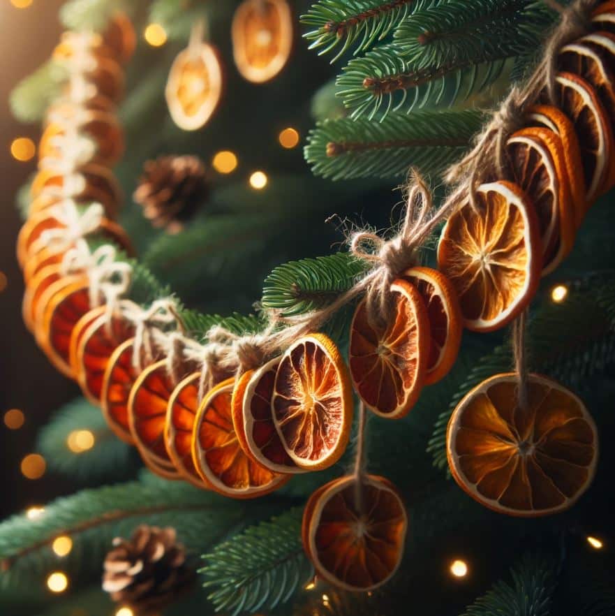 Guirlandes de Noël tranches d'orange séchées