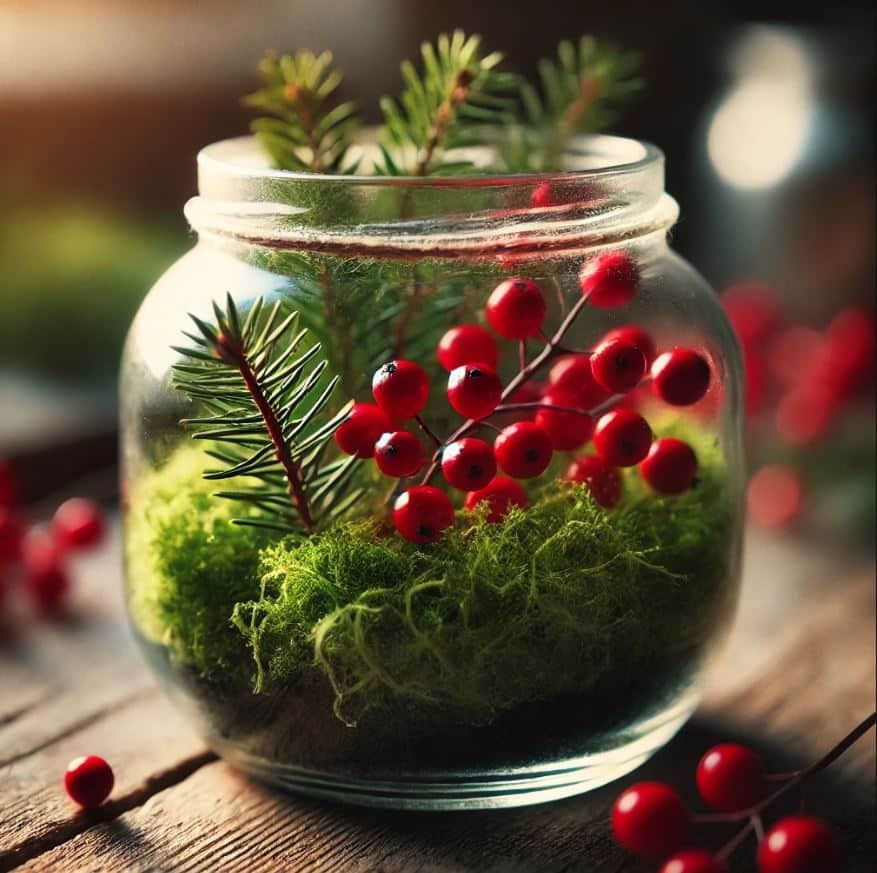 Création d'un terrarium de Noël étape 3 : les baies rouges