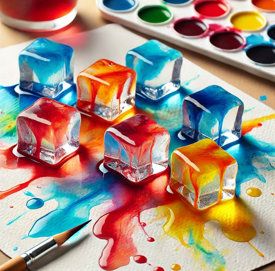 Peindre avec des glaçon colorés
