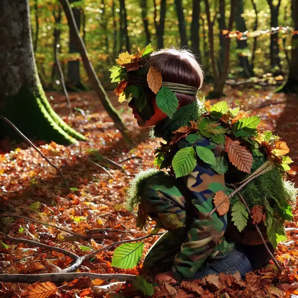 Le camouflage naturel avec feuilles et branches pour observer les animaux sauvages