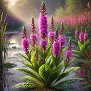 Une fleur Salicaire Lythrum salicaria